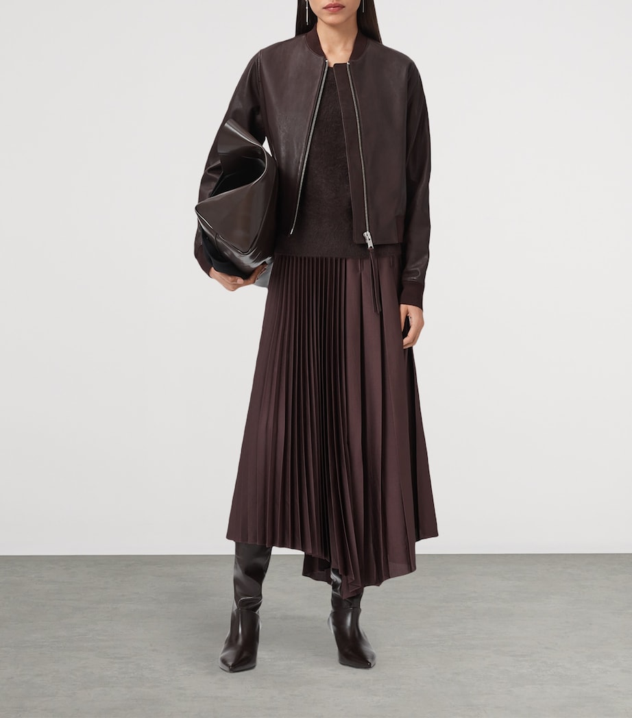 AllSaints Red Leather Orten Bomber Jacket