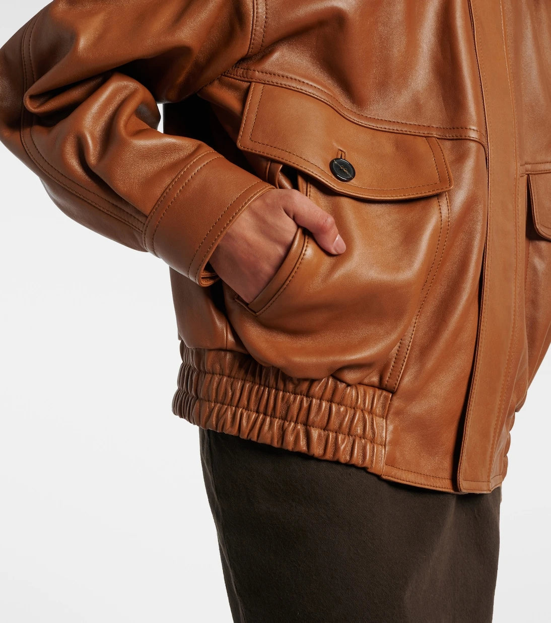 Saint Laurent - Oversized leather bomber jacket