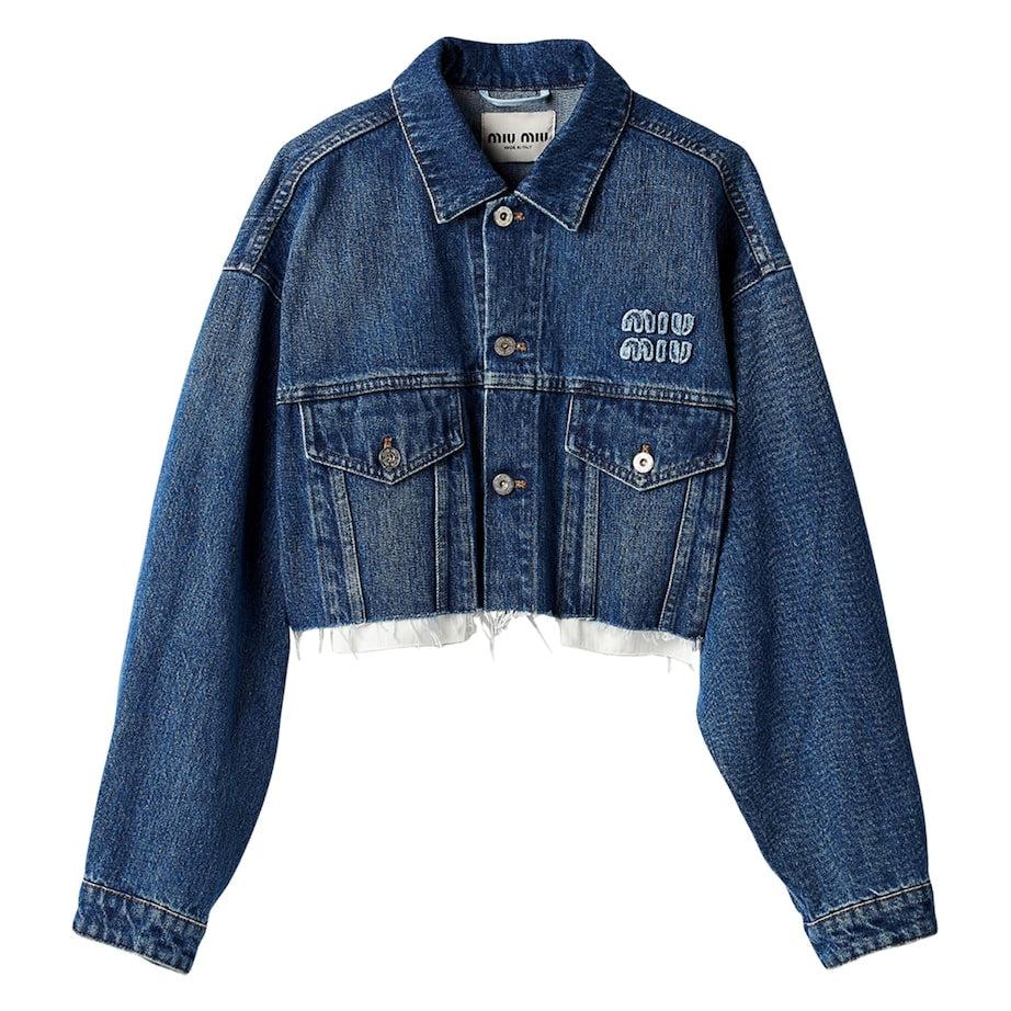 Miu Miu Blue Cropped Denim Jacket