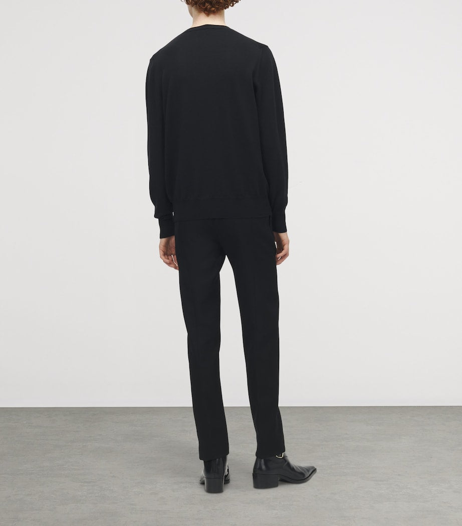 Black Wool Embellished Logo Sweater