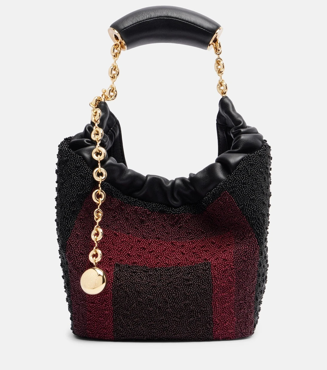 Loewe - حقيبة توت Squeeze Mini جلدية مطرزة بالخرز