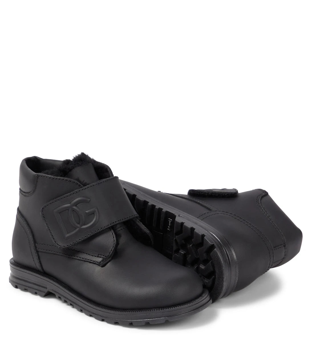Dolce&Gabbana Kids - Faux shearling-lined leather ankle boots