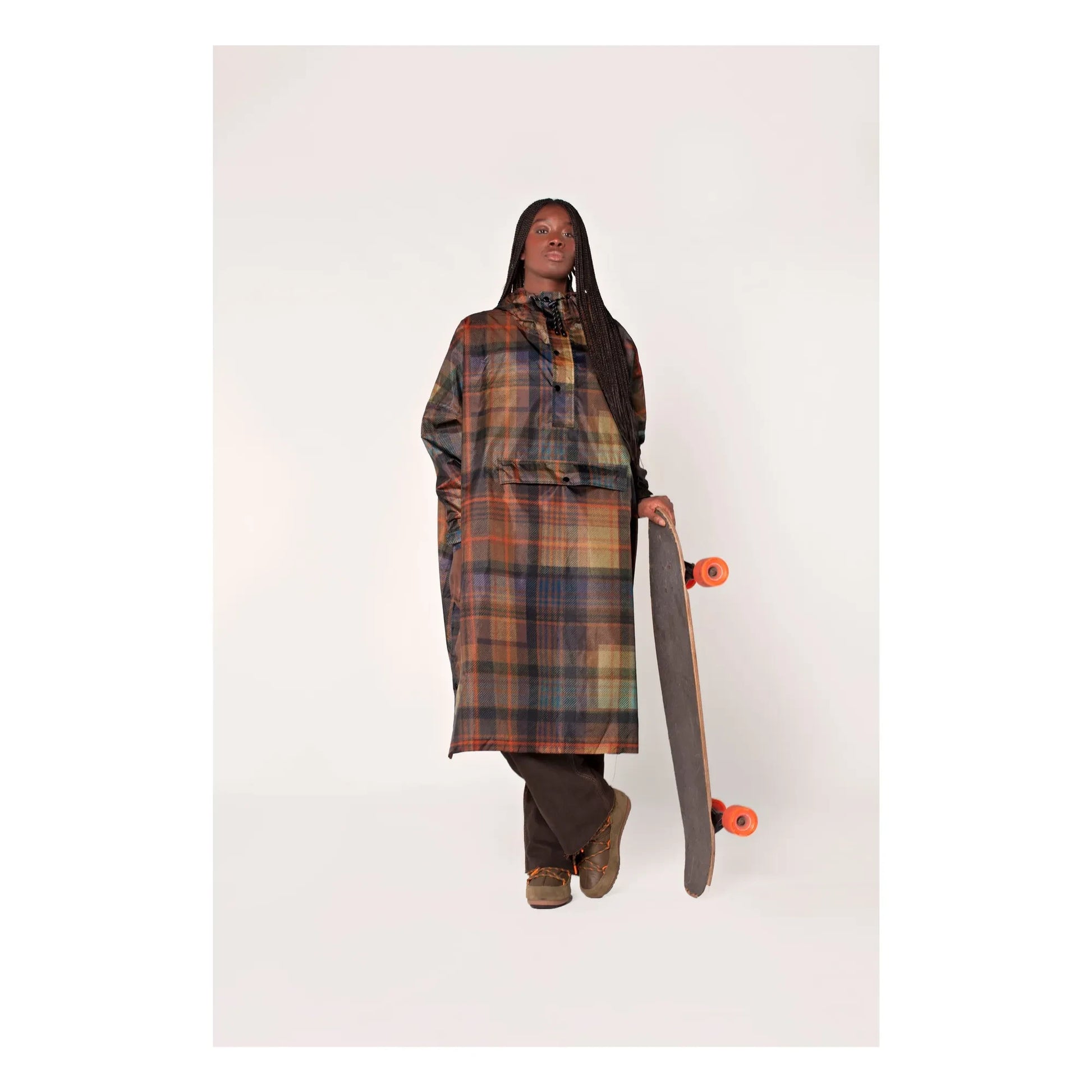Rainkiss - Tartan raincoat cape - Women's collection | Orange
