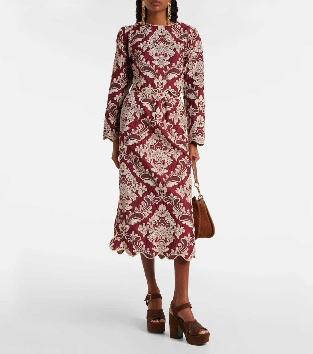 Farm Rio - Floral jacquard midi skirt