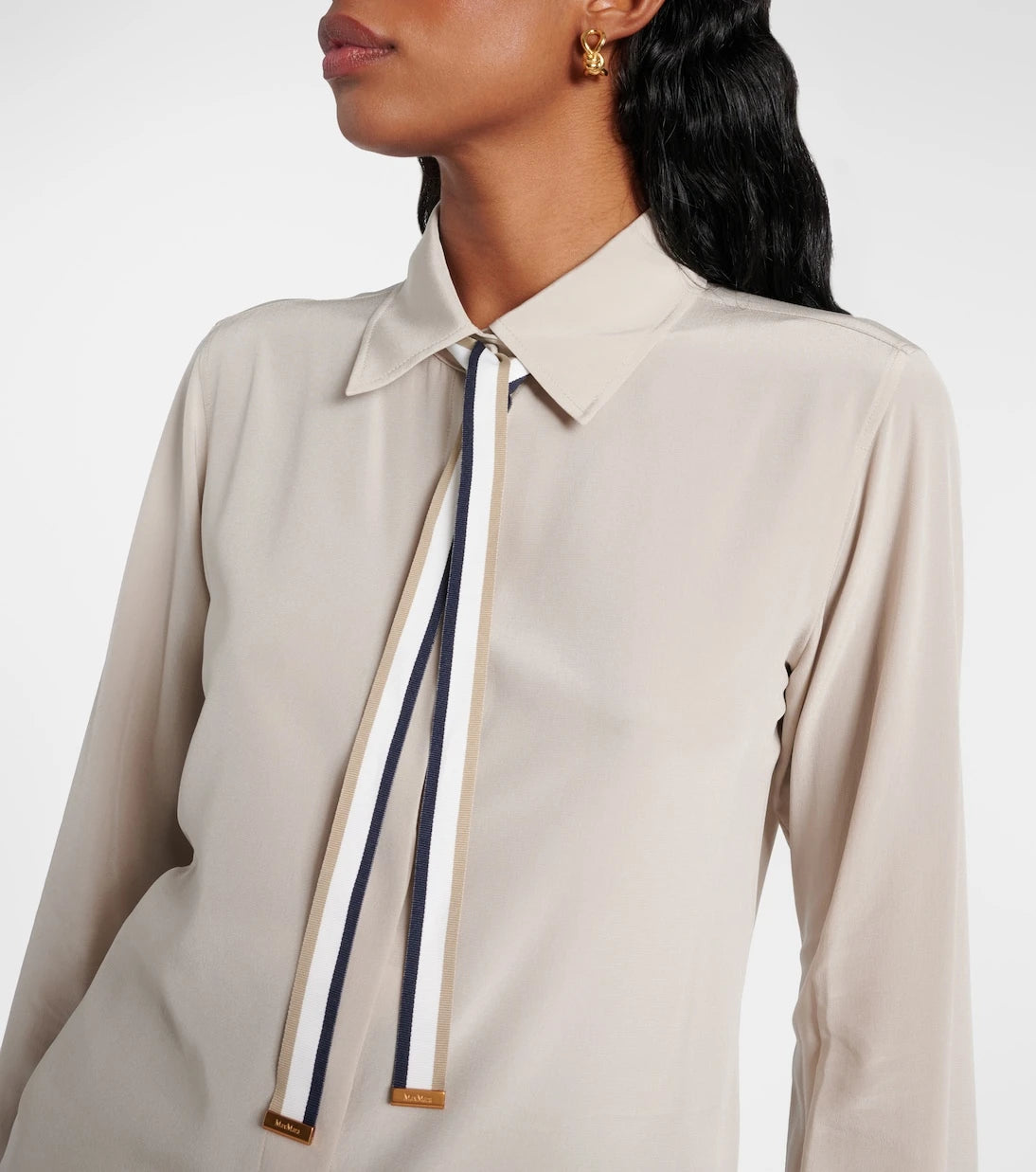 Max Mara - Apollo bow-detail silk crêpe blouse