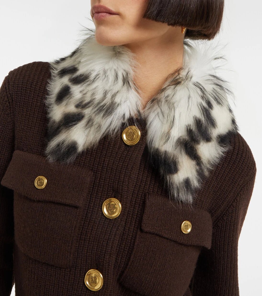 Givenchy - Shearling-trimmed wool and cashmere-blend cardigan