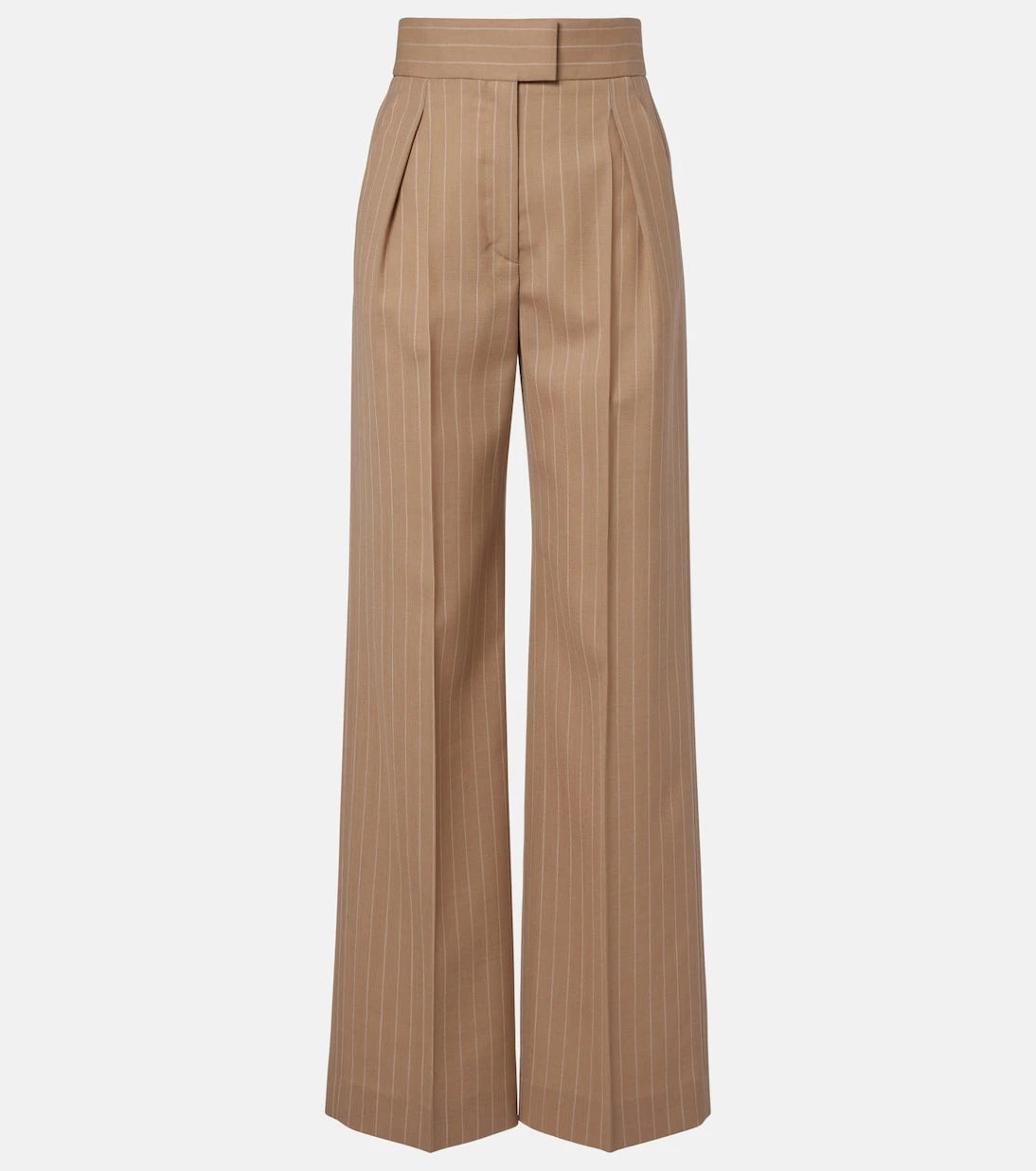 Valentino - Pinstripe pleated wool wide-leg pants