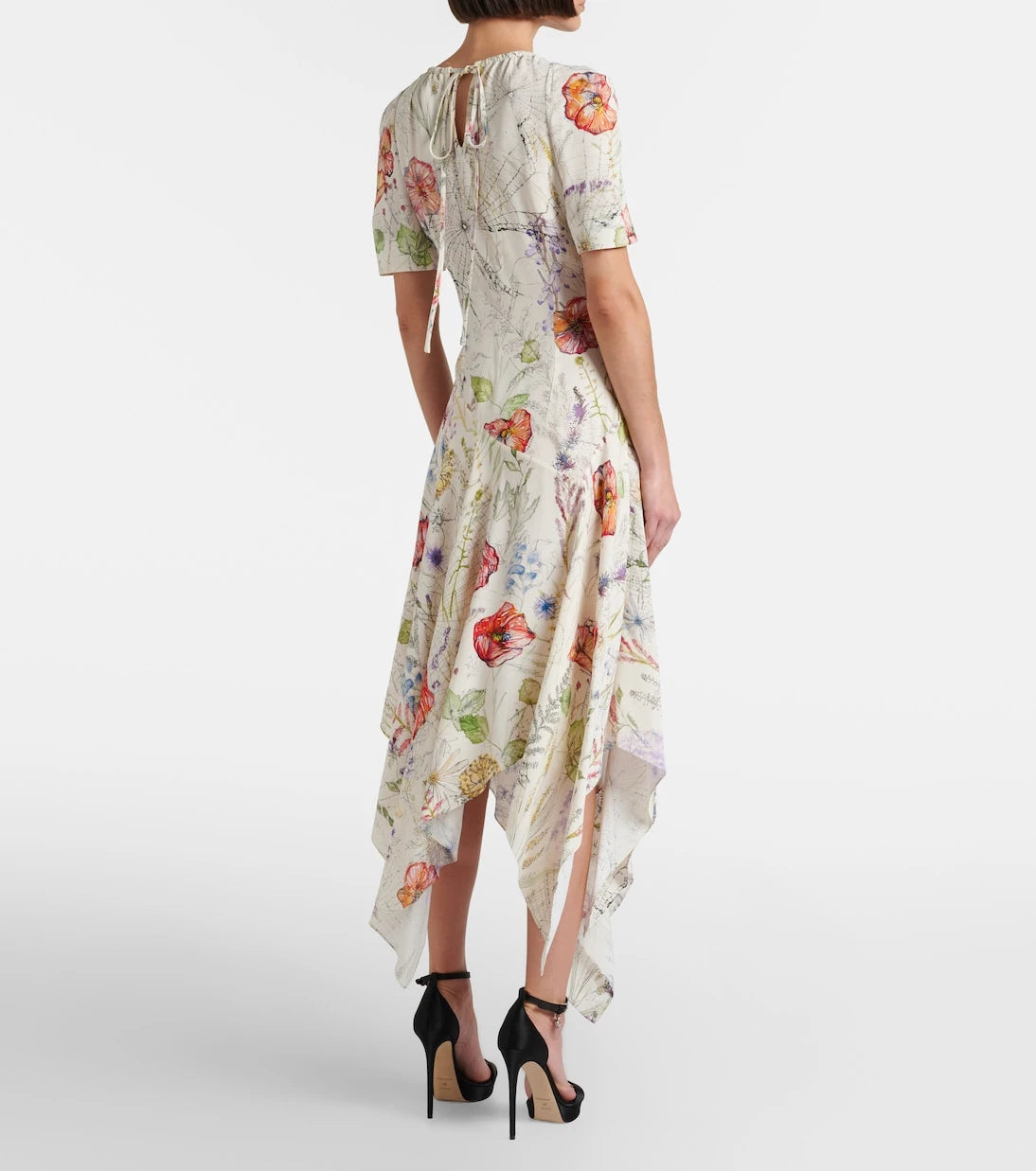 McQueen - Meadow floral asymmetric midi dress
