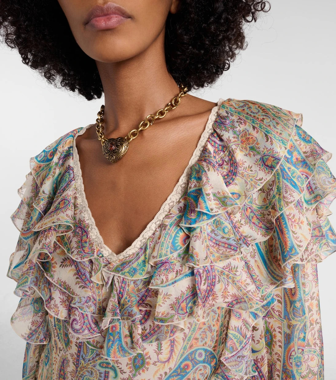 Etro - Ruffled printed silk maxi dress