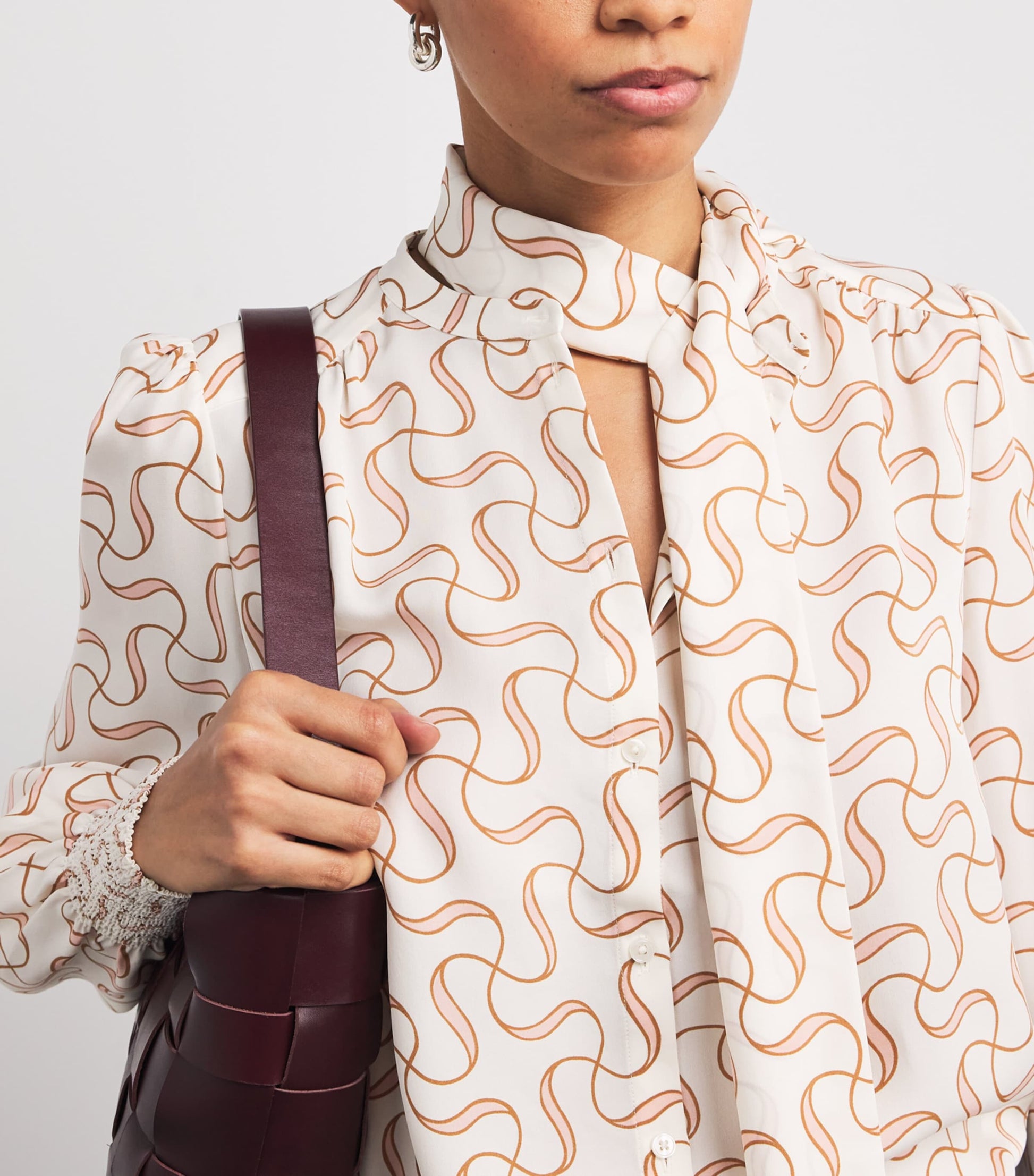 ME+EM Ivory Silk Patterned Blouse