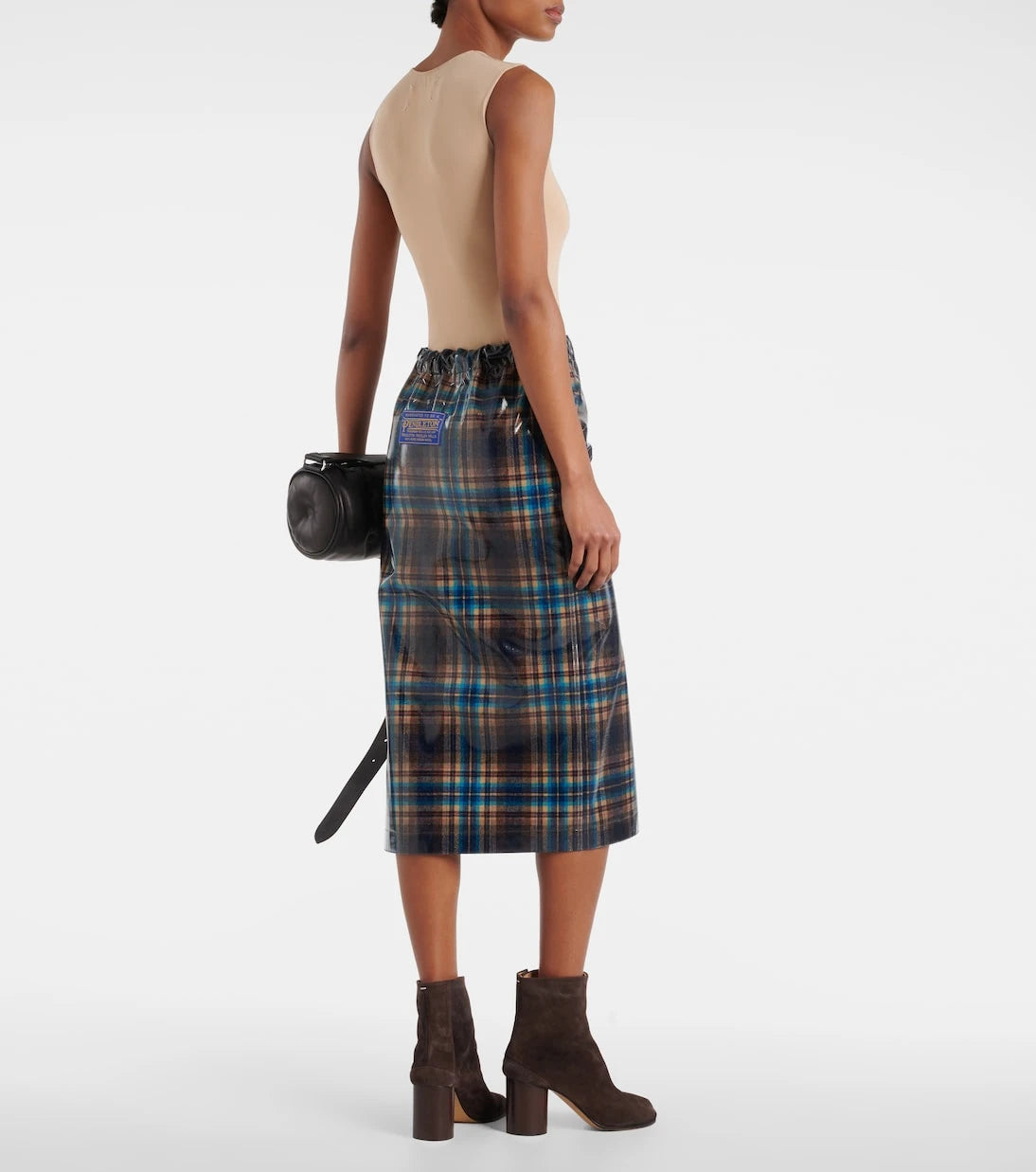 Maison Margiela - Checked coated wool midi skirt