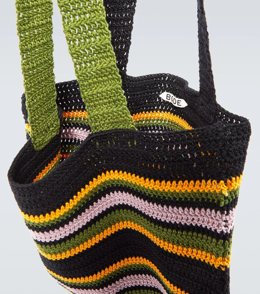 Bode - Harbor Stripe crochet cotton tote bag