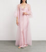 Rosamosario Pink Silk Ruffle Long Robe