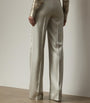Ivory Satin Wide-Leg Trousers