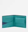Blue Leather Compact Bifold Wallet