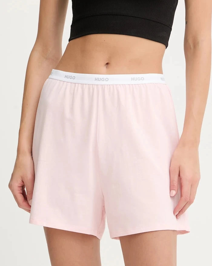 Pamuklu elastanlı kadın kısa pijama altı HUGO ID SHORTS