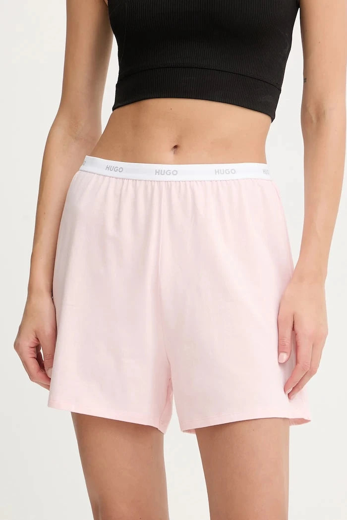 Pamuklu elastanlı kadın kısa pijama altı HUGO ID SHORTS