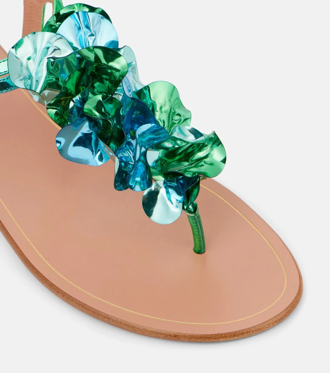 Aquazzura - صندل ثونغ (فليب فلوب) صيفي لامع من الجلد