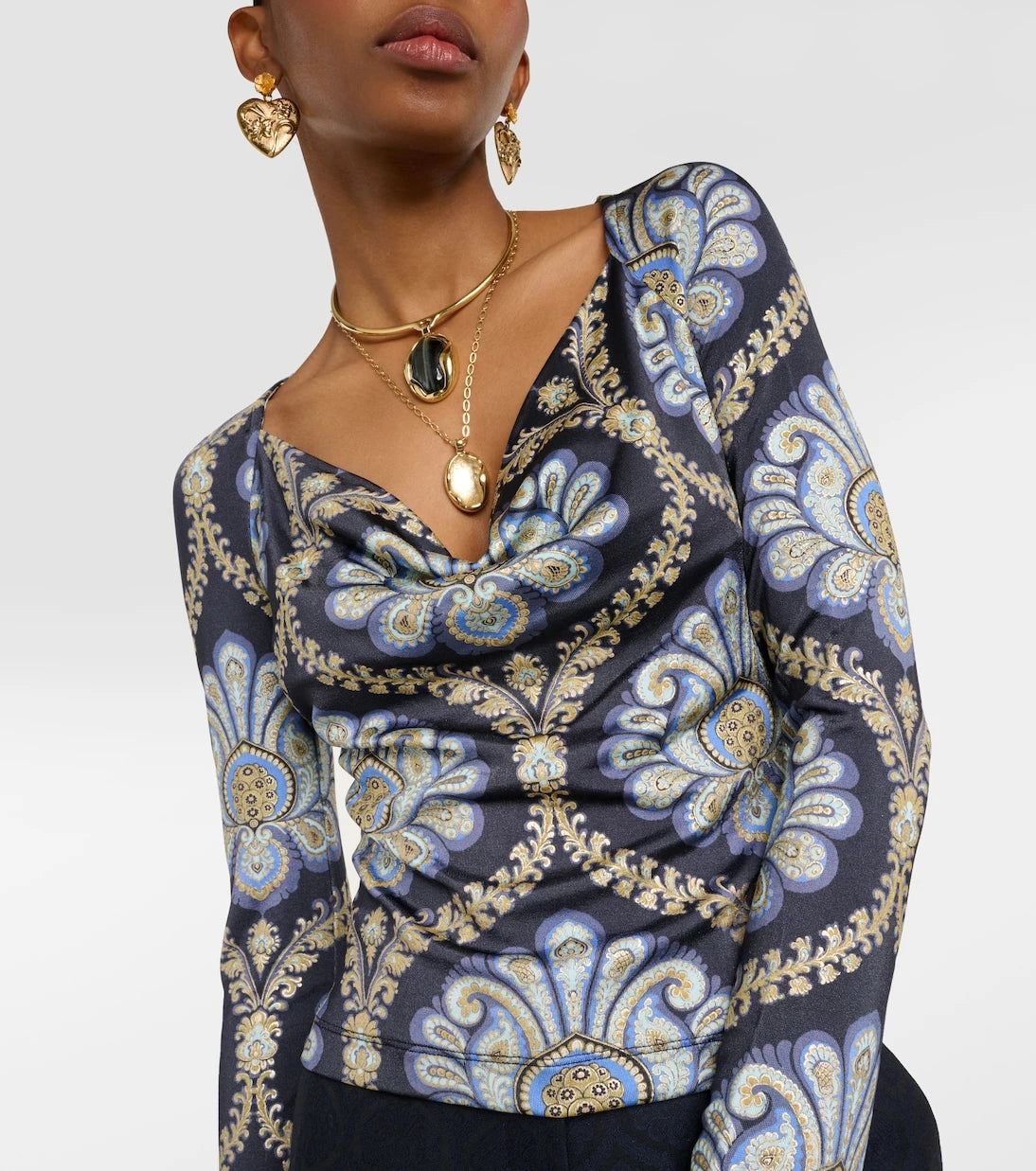 Etro - Scoop-neck paisley jersey top