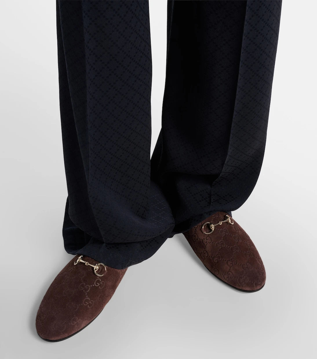 غوتشي - حذاء مفتوح من الخلف من جلد السويدي Horsebit GG