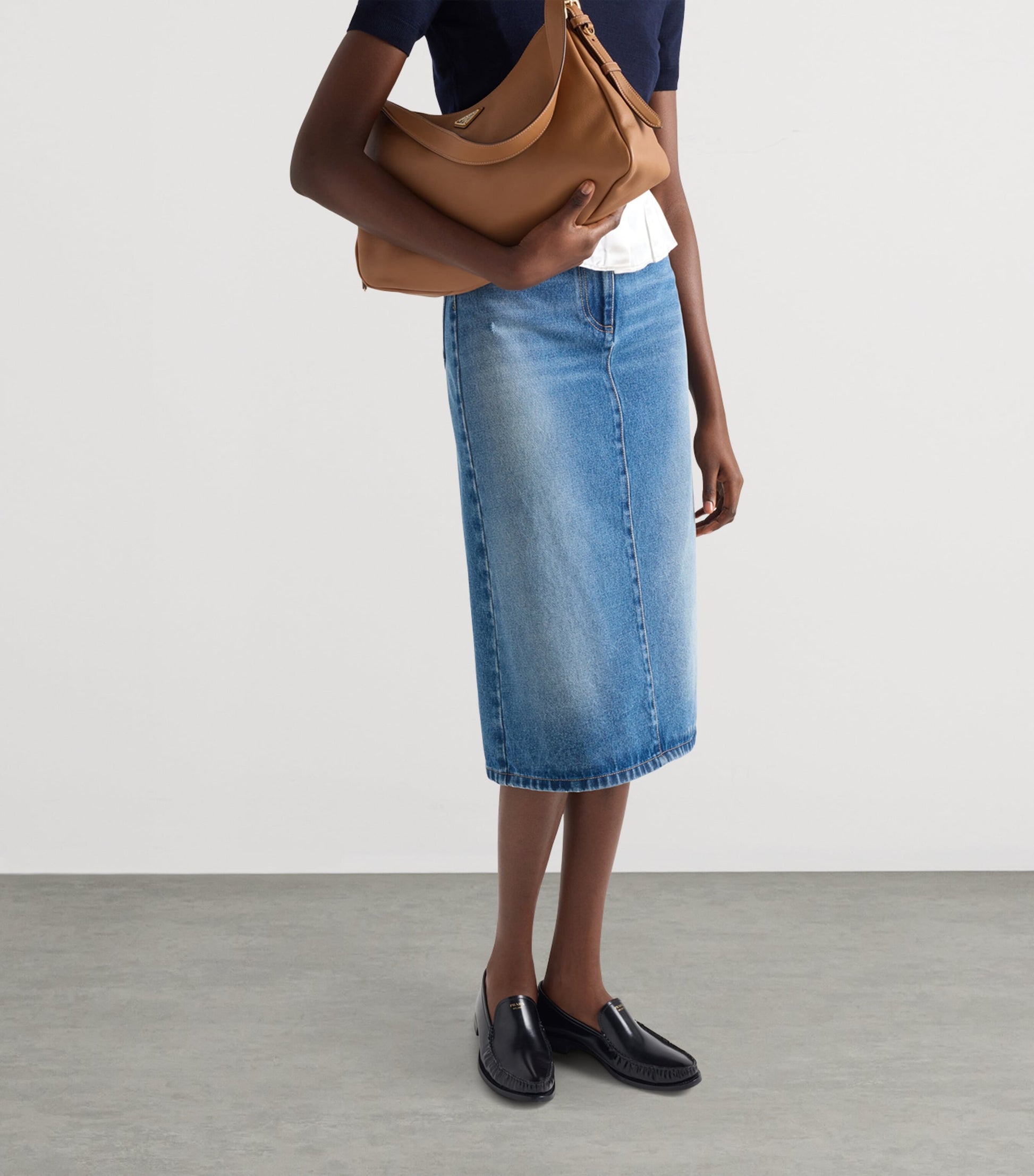 Blue Denim Midi Skirt