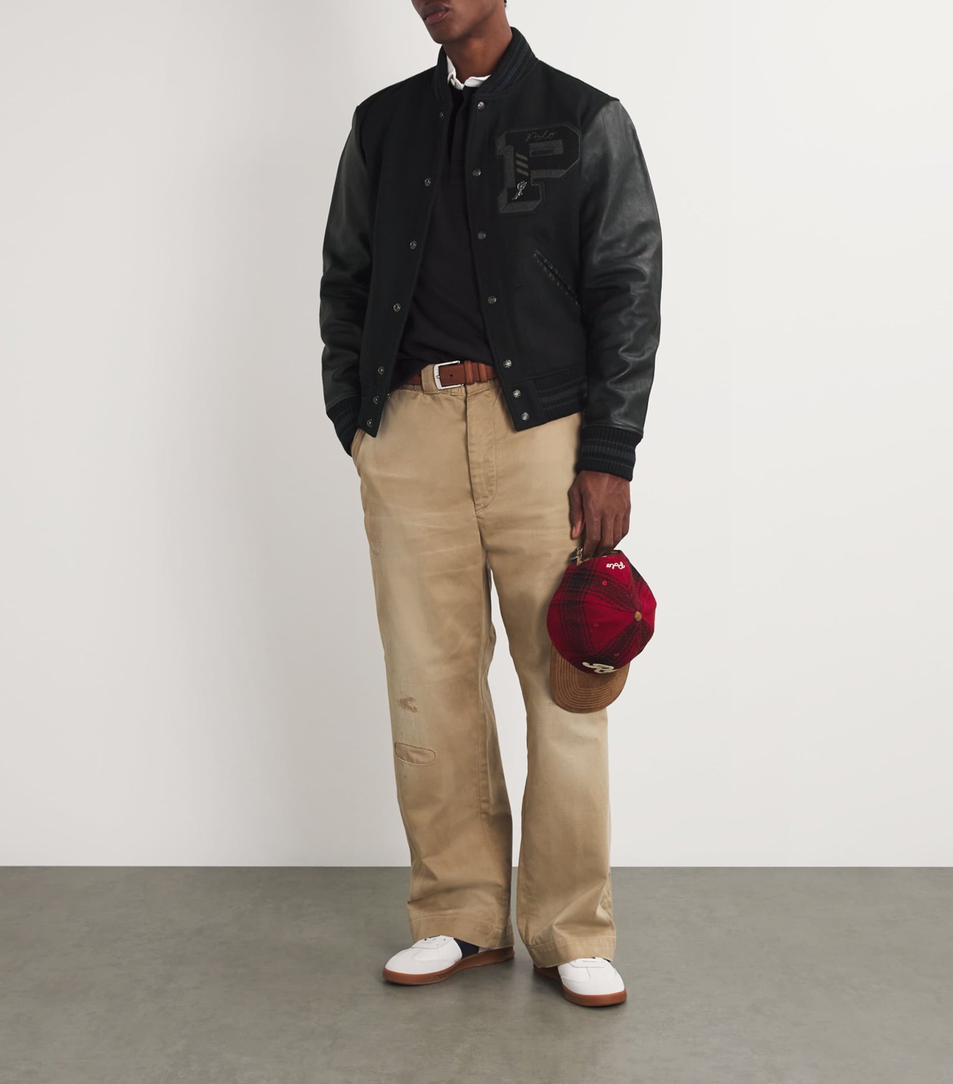 Polo Ralph Lauren Black Wool-Blend Appliqué Bomber Jacket