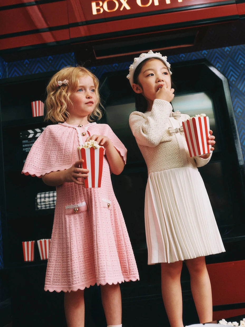 Self-Portrait Kids - Caped pointelle dress
