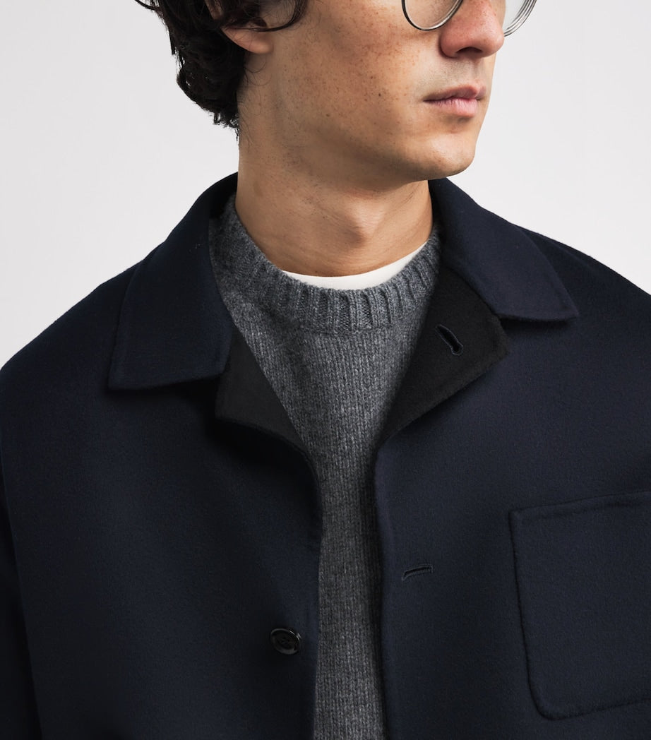 Navy Virgin Wool Overshirt