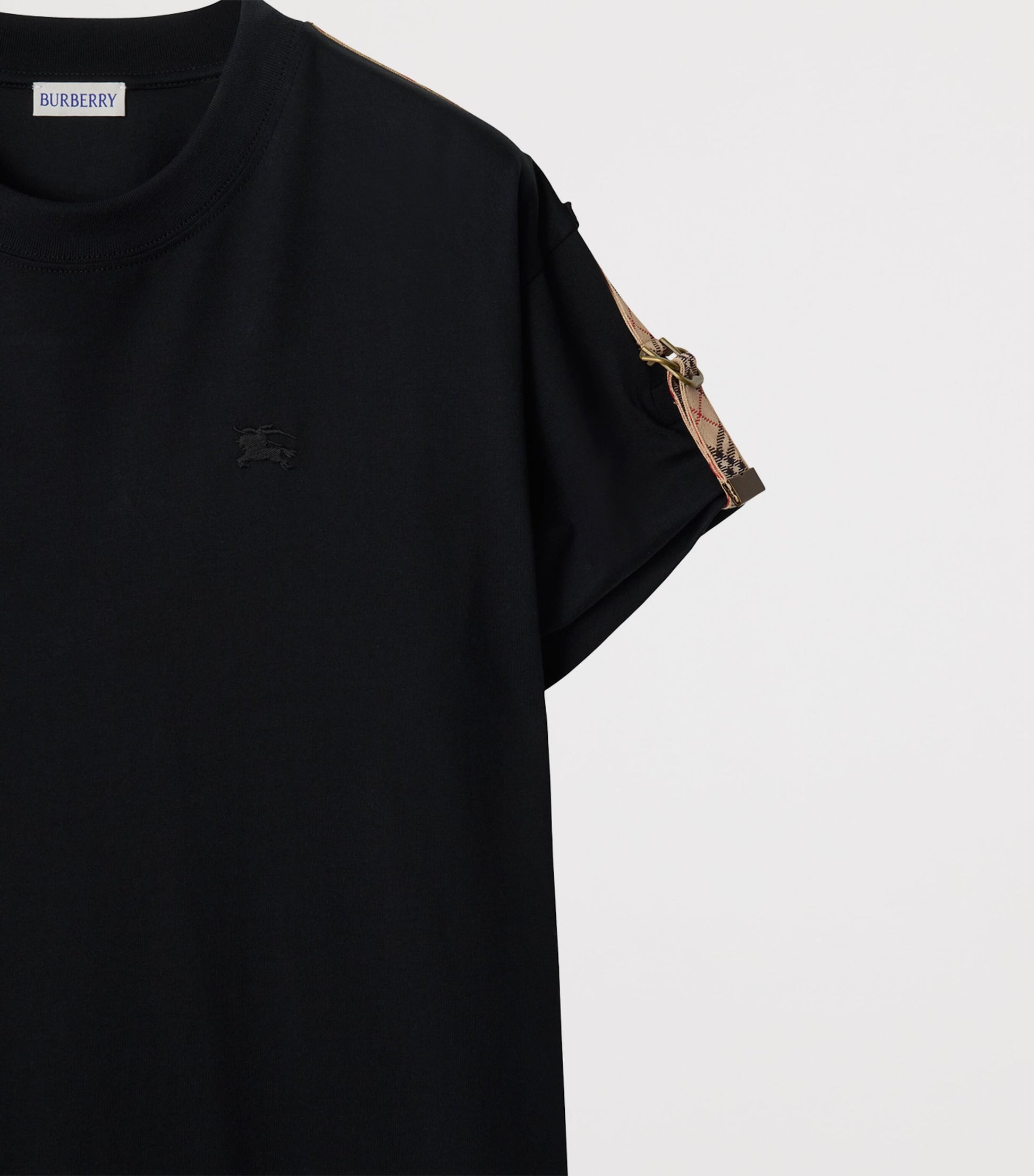 Burberry Black Cotton Check-Trim Mini Dress