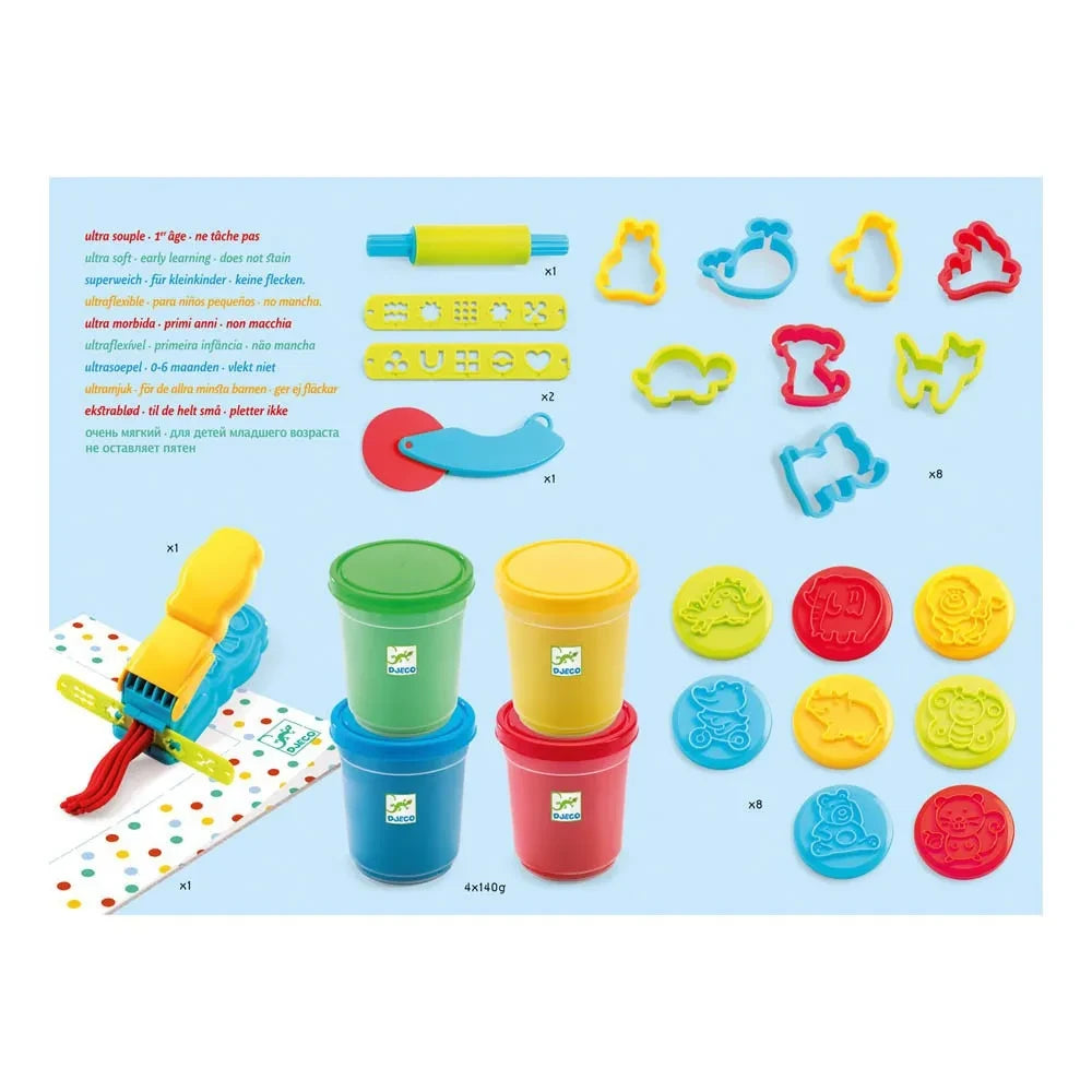 Djeco - 4 pots of Modelling Dough and 21 Tools
