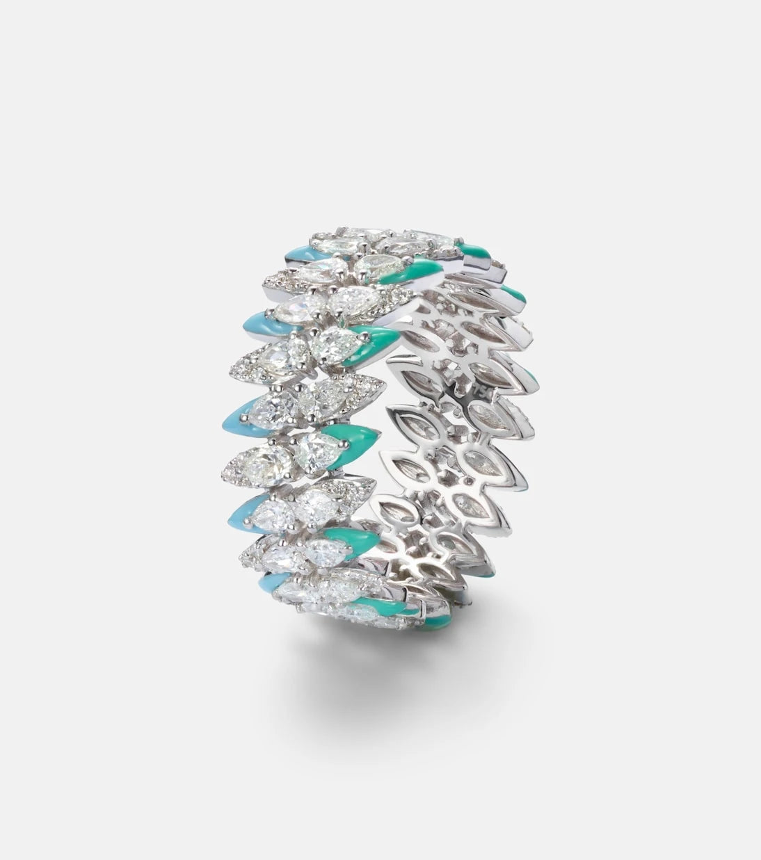 Kamyen - 18kt white gold ring with diamonds