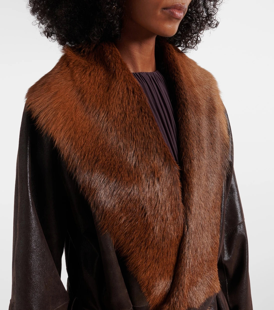 Magda Butrym - Shearling-lined leather wrap coat