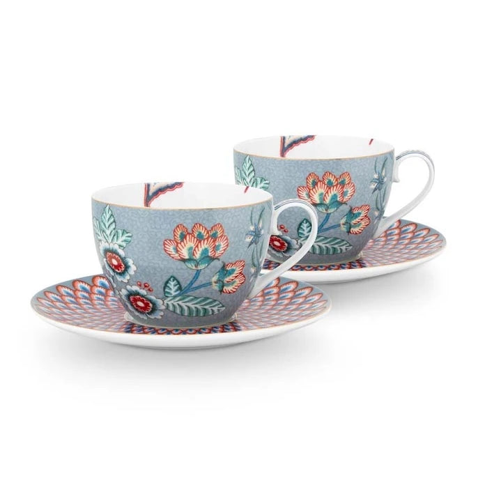 Pip Studio Flower Festival 280 ml Bardak ve Tabak Seti (2 Parça)