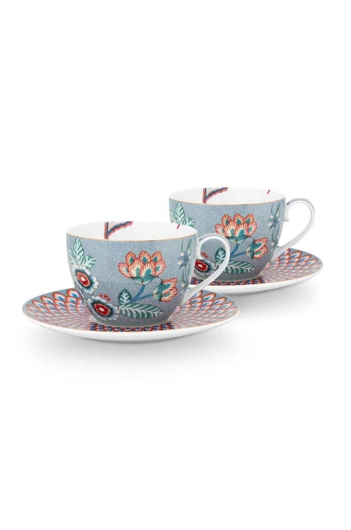 Pip Studio Flower Festival 280 ml Bardak ve Tabak Seti (2 Parça)