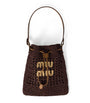 Miu Miu Brown Woven Logo Top-Handle Bag