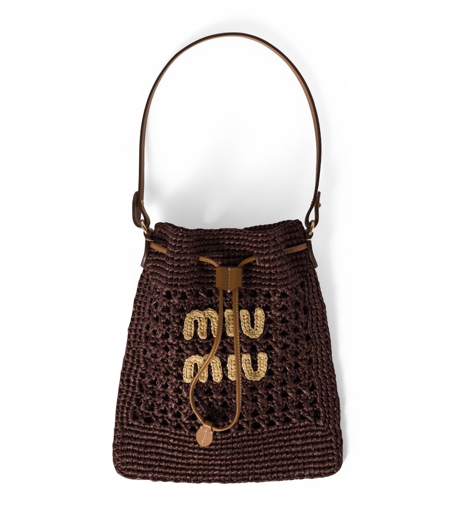 Miu Miu Brown Woven Logo Top-Handle Bag