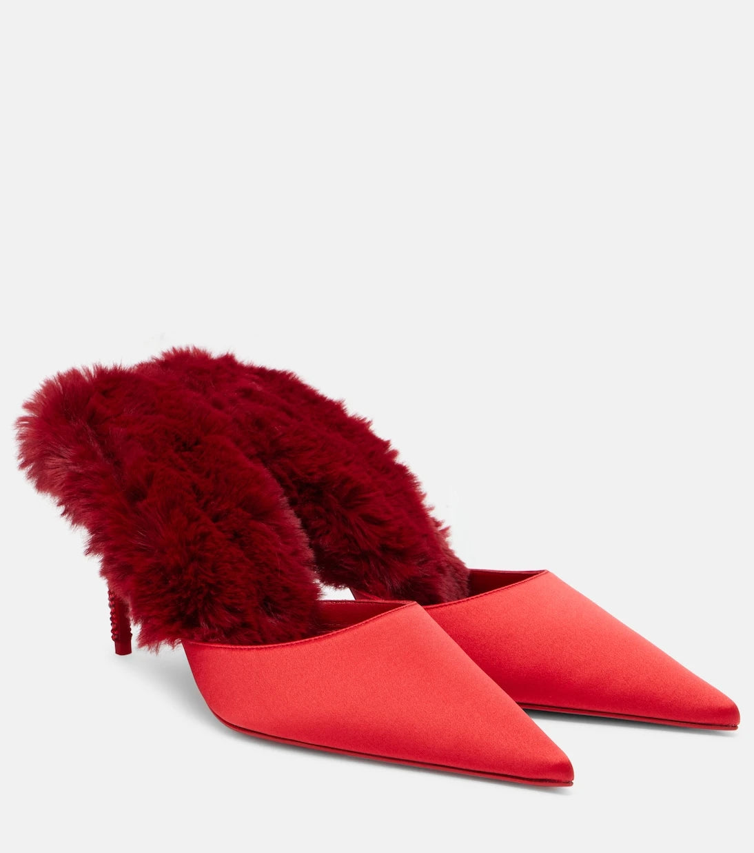 Christian Louboutin - Km Fur 85 crêpe satin mules