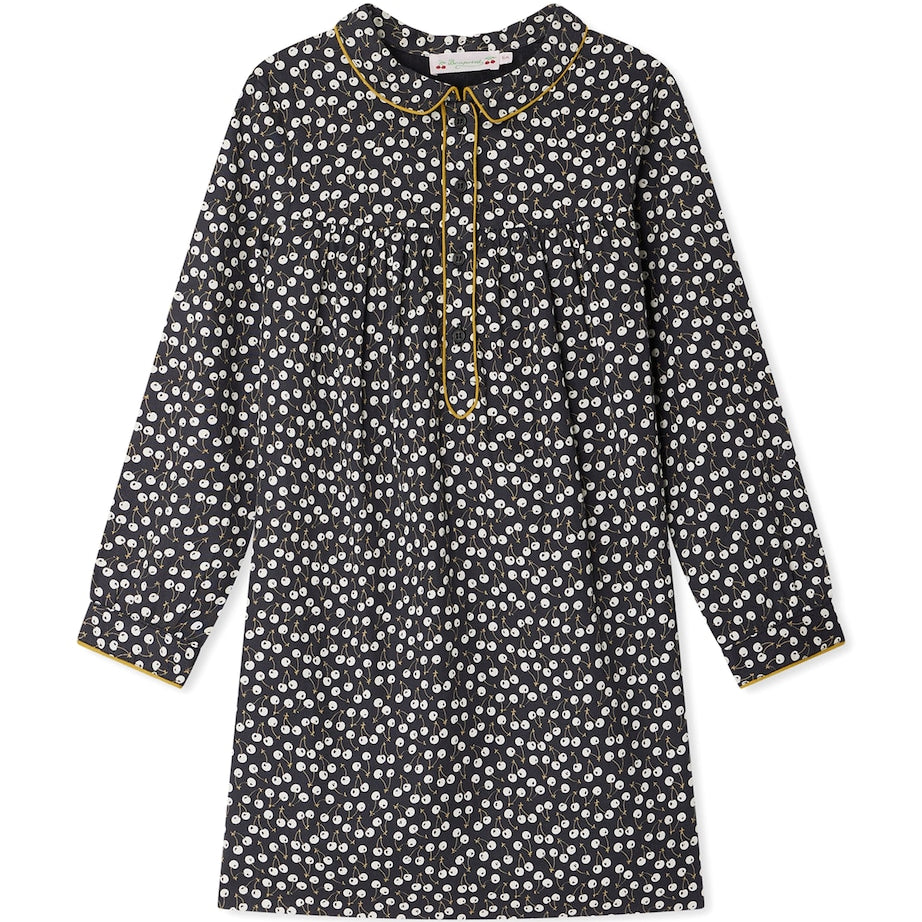 Blue Organic Cotton Cherry Dorothée Dress (10-14 Years)