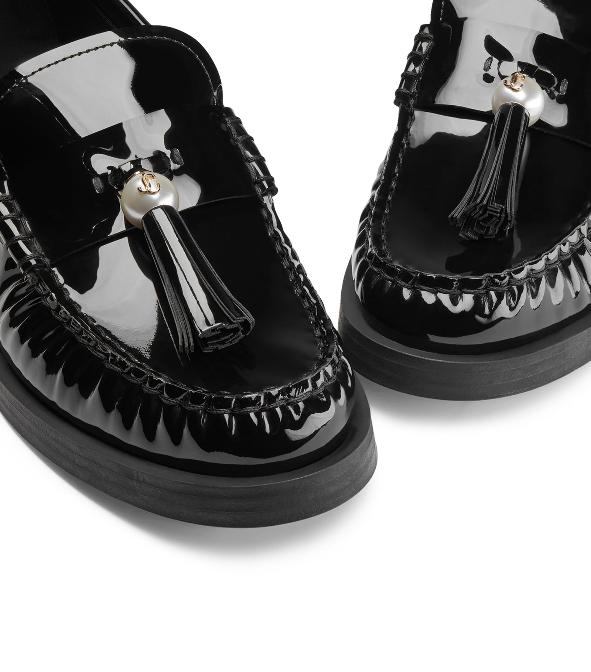 Jimmy Choo Black Patent Leather Addie Loafers