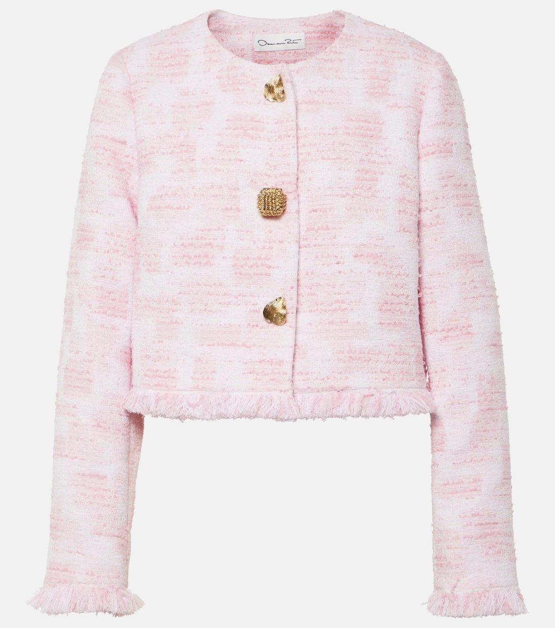 Oscar de la Renta - Fringed cropped tweed jacket