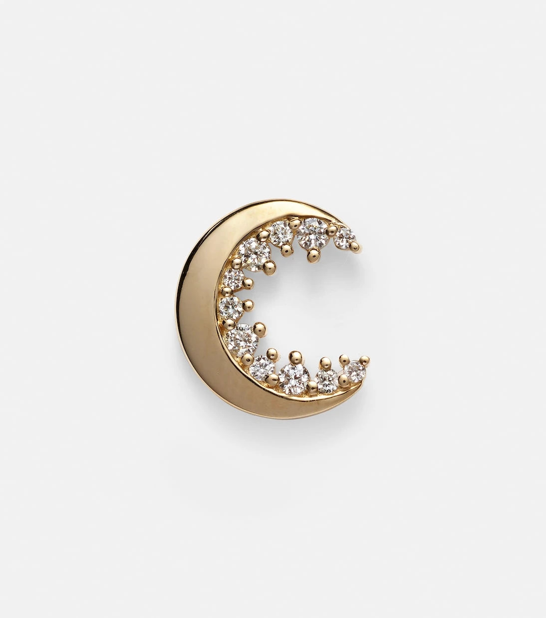 Sydney Evan - Crescent Moon 14kt gold single earring with diamonds
