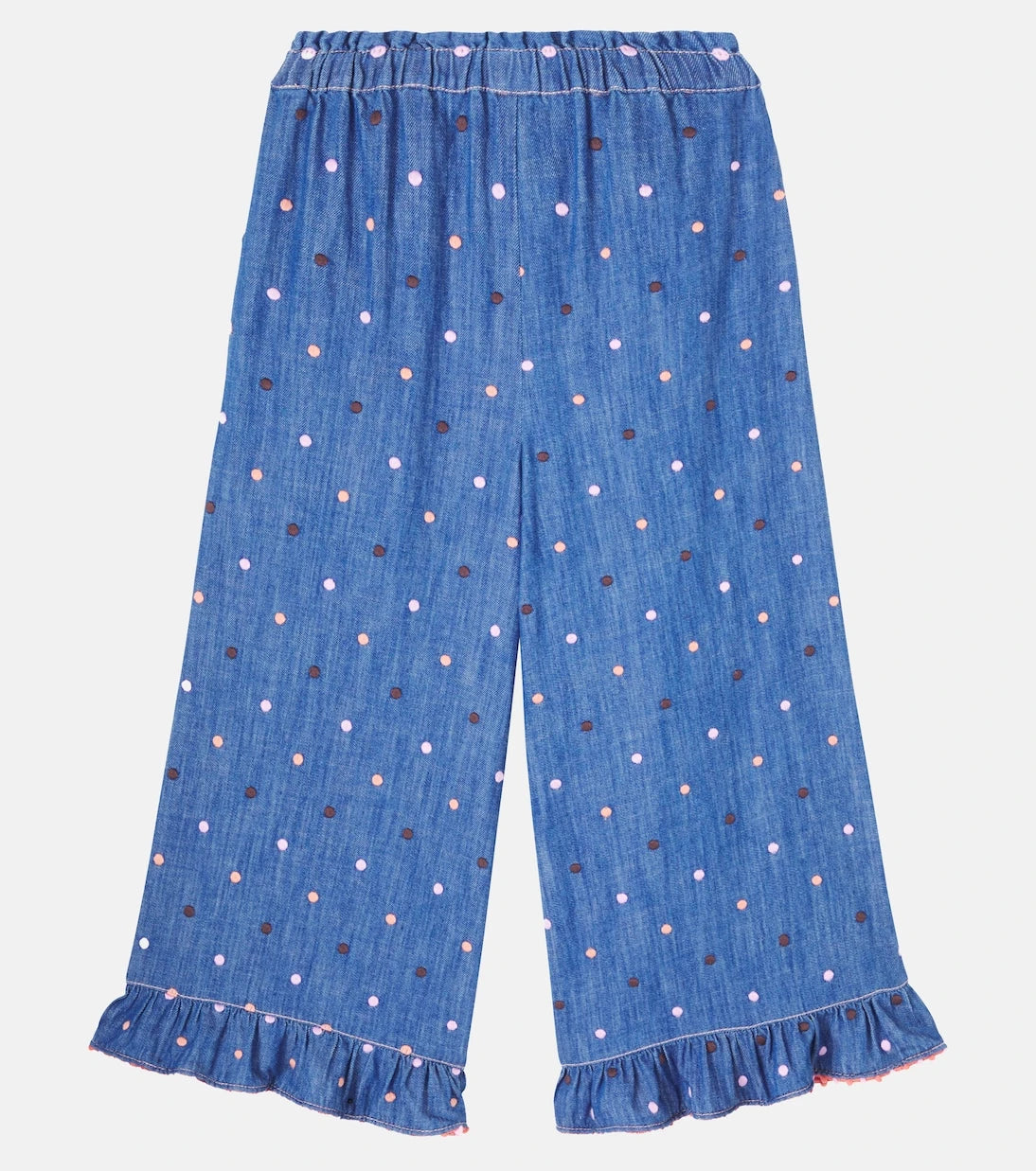 Zimmermann Kids - Embroidered polka-dot denim pants