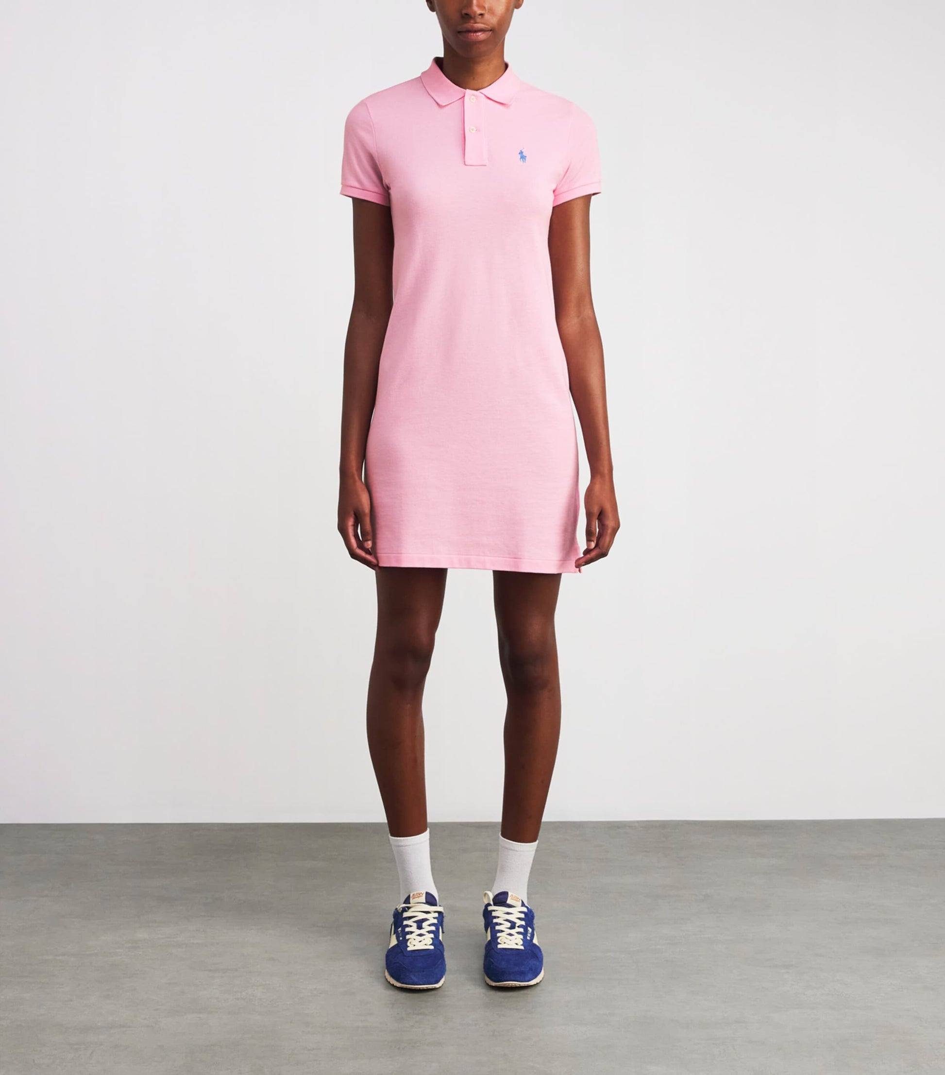 Pink Cotton Mesh Polo Dress