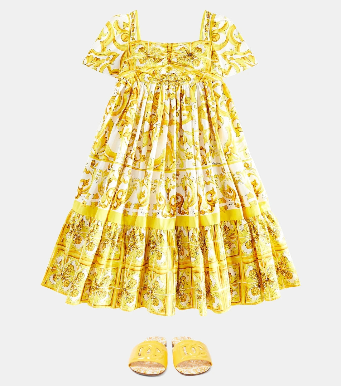 Dolce&Gabbana Kids - Printed cotton poplin dress