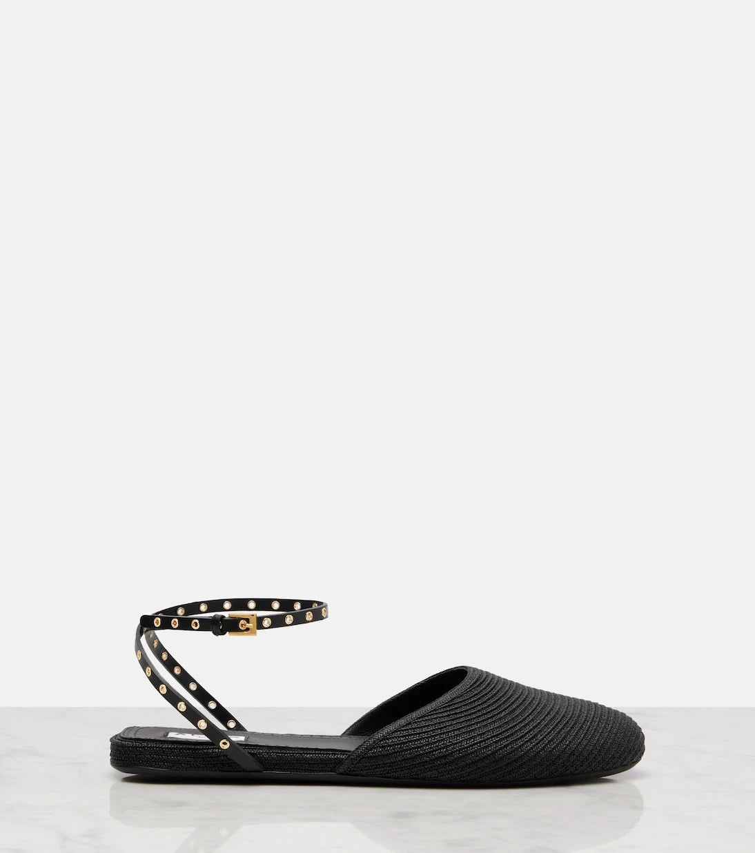 Alaïa - Leather-trimmed slingback flats