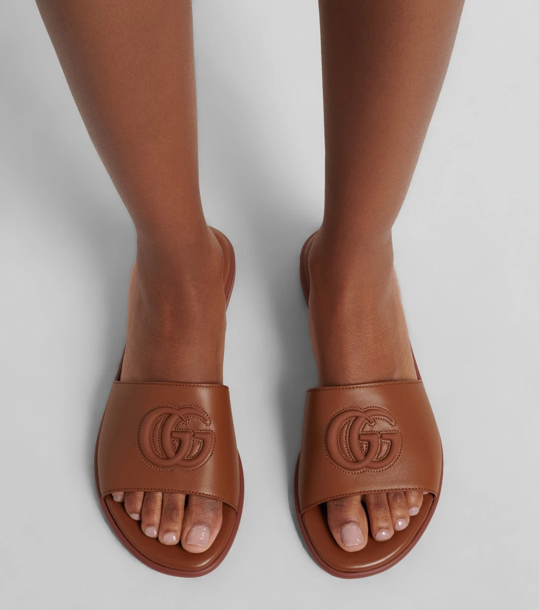 Gucci - Double G leather slides