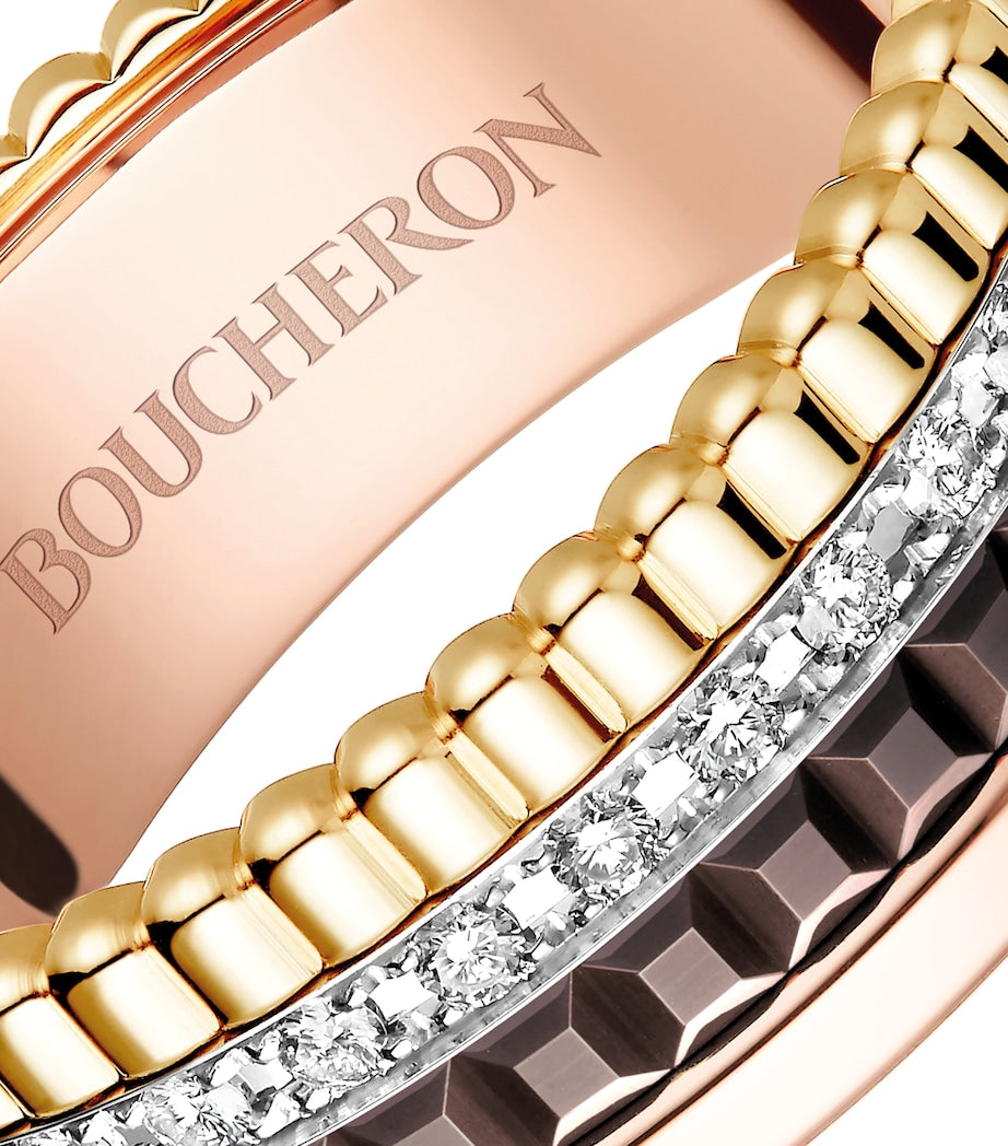 Small Mixed Gold and Diamond Quatre Classique Ring