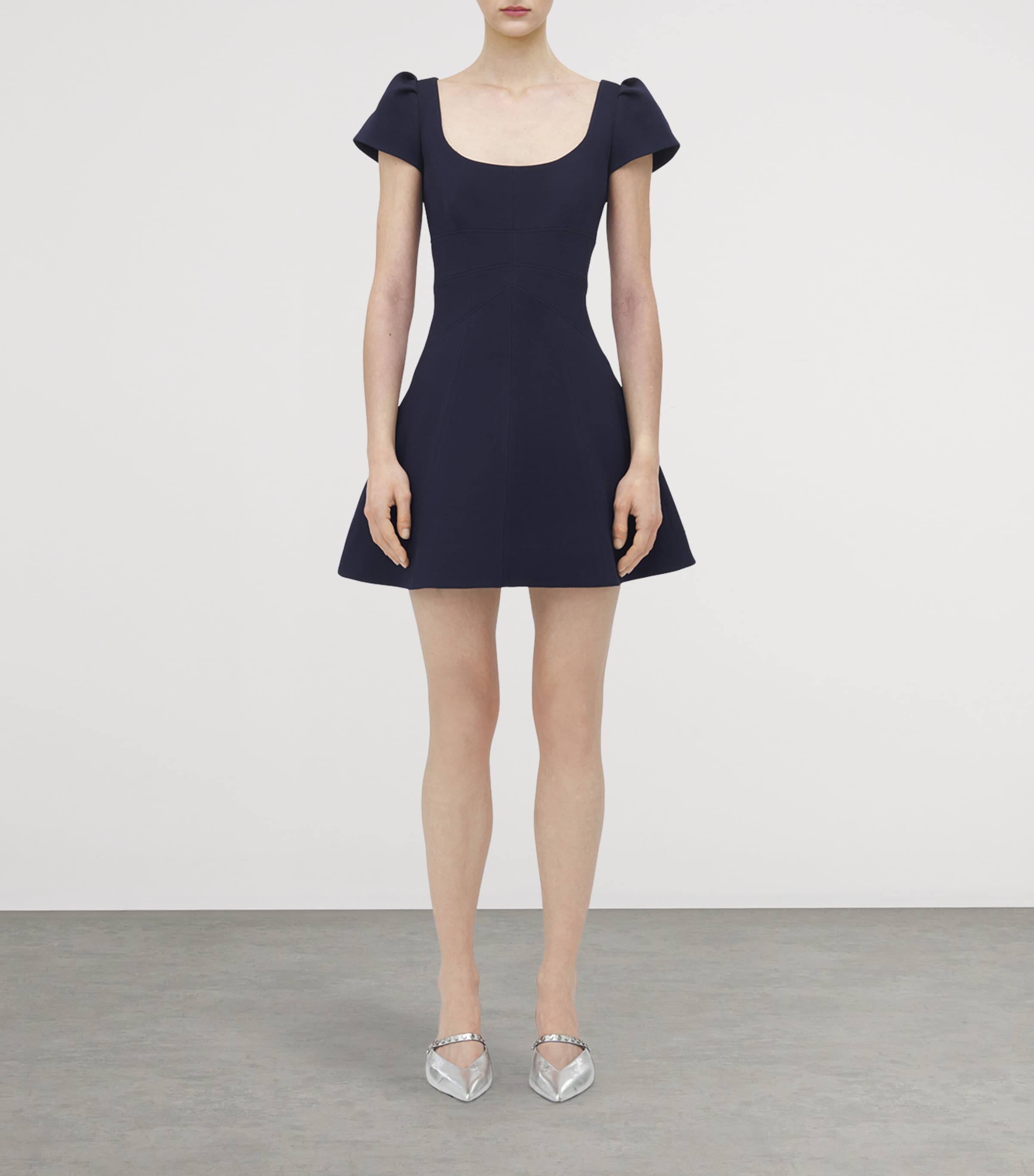 McQueen Blue Wool-Blend Mini Dress