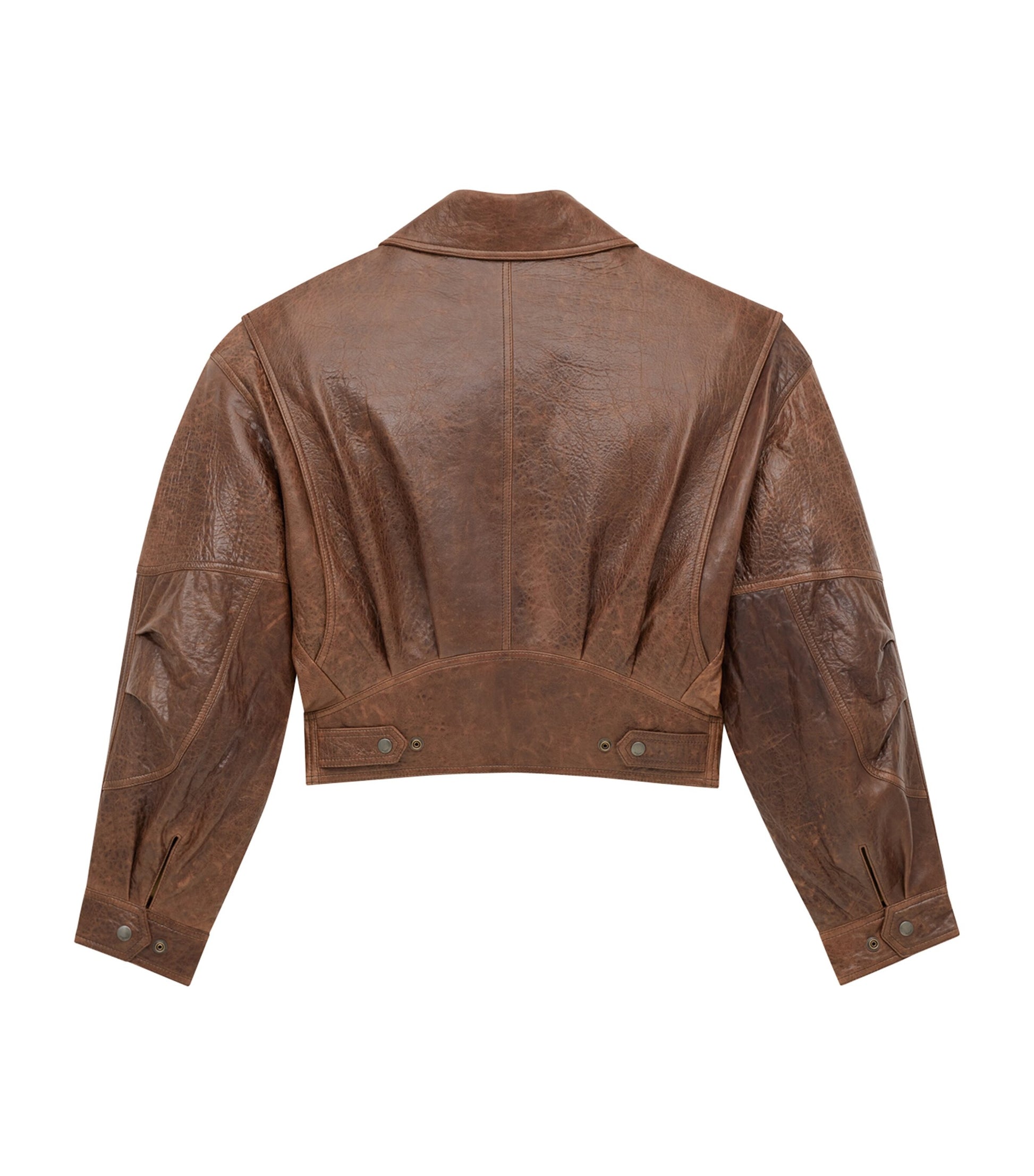 Saint Laurent Beige Leather Cropped Jacket