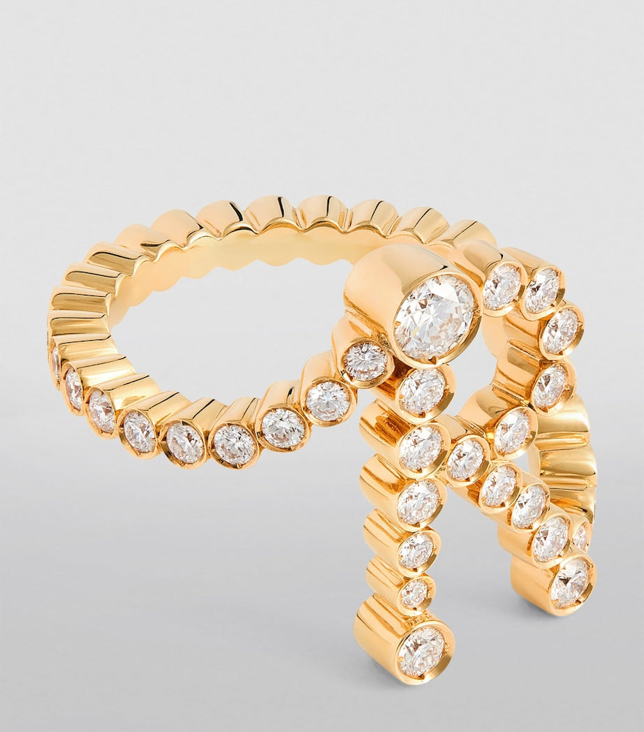 Yellow Gold and Diamond Ensemble 'R' Ring